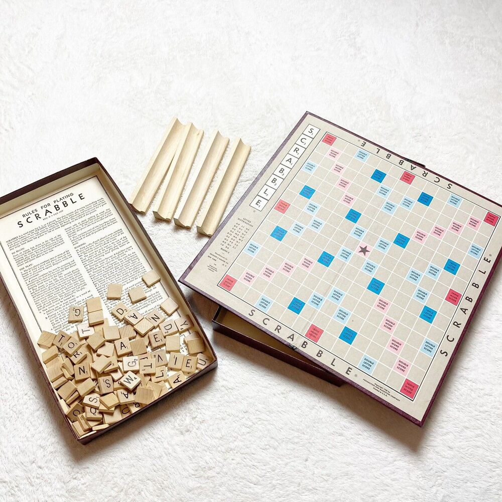 Vintage 1953 SCRABBLE Complete Selchow & Righter Crossword Board Game in Box
